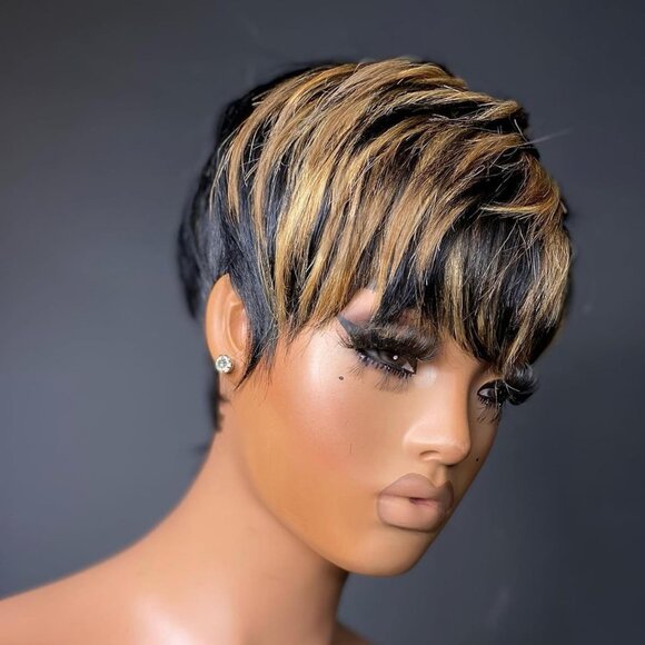 Pixie Cut Wig Human Hair Short Pixie Wigs for Black Women Human Hair Glueless Fu